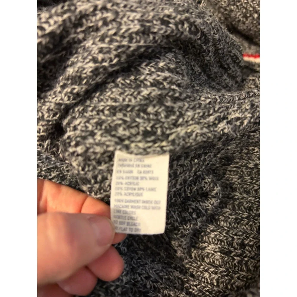 American Eagle Men's Knit Sweater‎ Charcoal Gray Shawl Collar Athletic Fit M